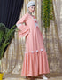 Dubai Bell Sleeve flowers around knee party Abaya Peach
